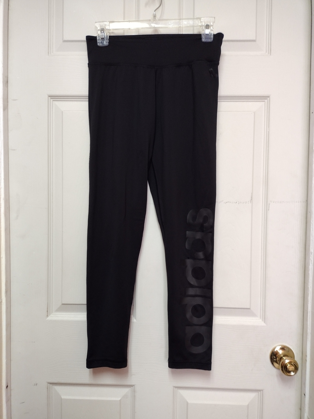 adidas Girls' Black Athletic Leggings with Logo
